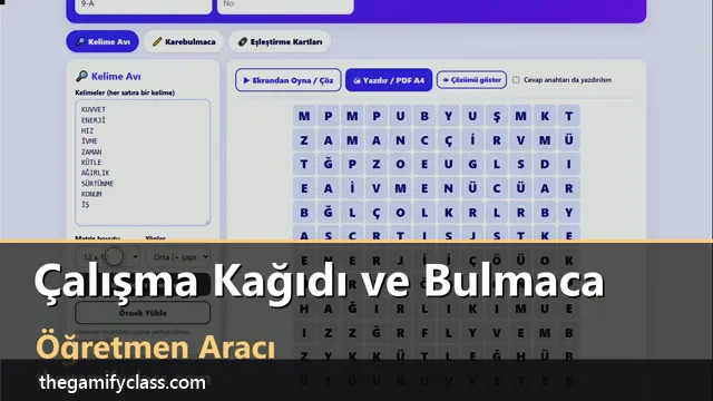 Çalışma Kağıdı ve Bulmaca Hazırlayıcı